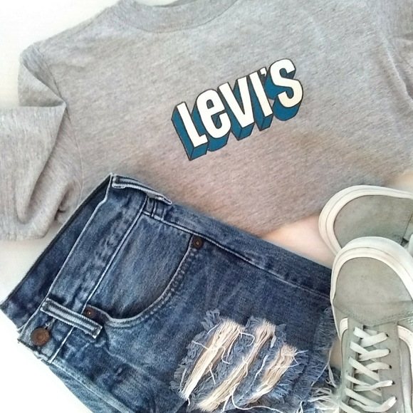Levi's Blue & White Logo Crop Top - Picture 5 of 7